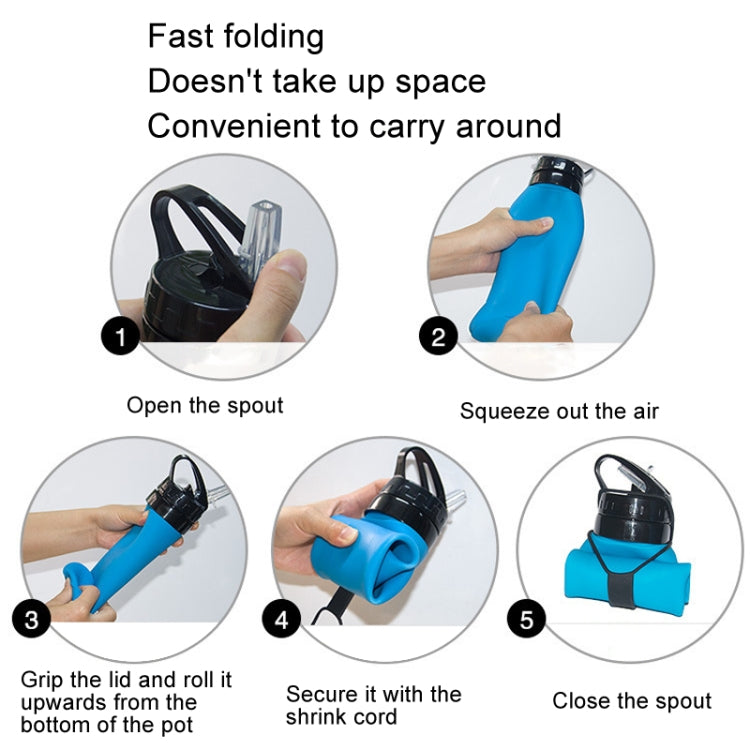 600ml Folding Silicone Riding Water Cup Portable Environmental Protection Shatterproof Silicone Water Bottle