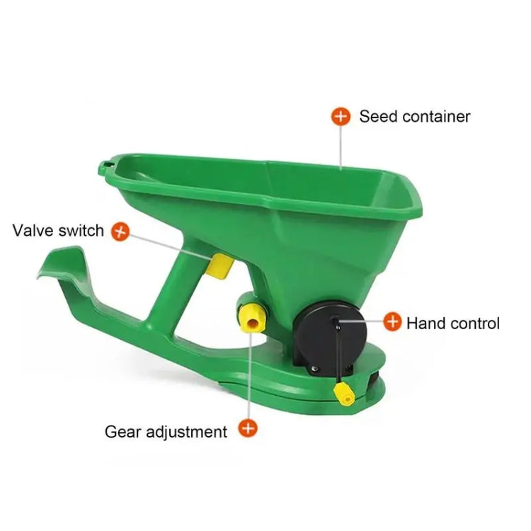 Hand-Powered Seed Spreader for Fertilizer, Salt, Ice Melt Gardens Lawns Small Farms Tool