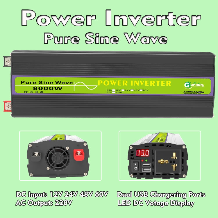 8000W Pure Sine Wave Inverter Car Single Digital Display Voltage Converter