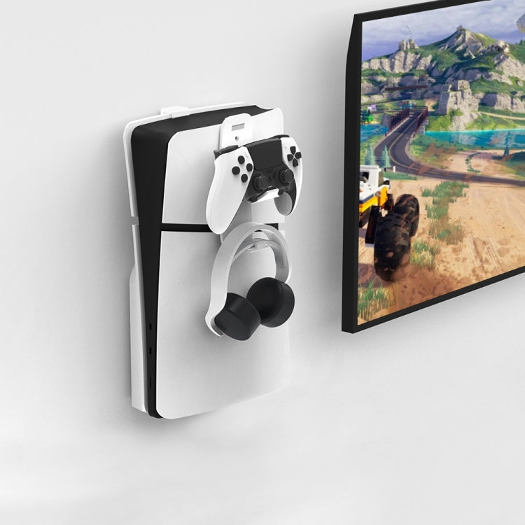 For PS5 Slim JYS-P5193 Console Wall Mount Hanging Storage Rack With Headphone Grip Organizer
