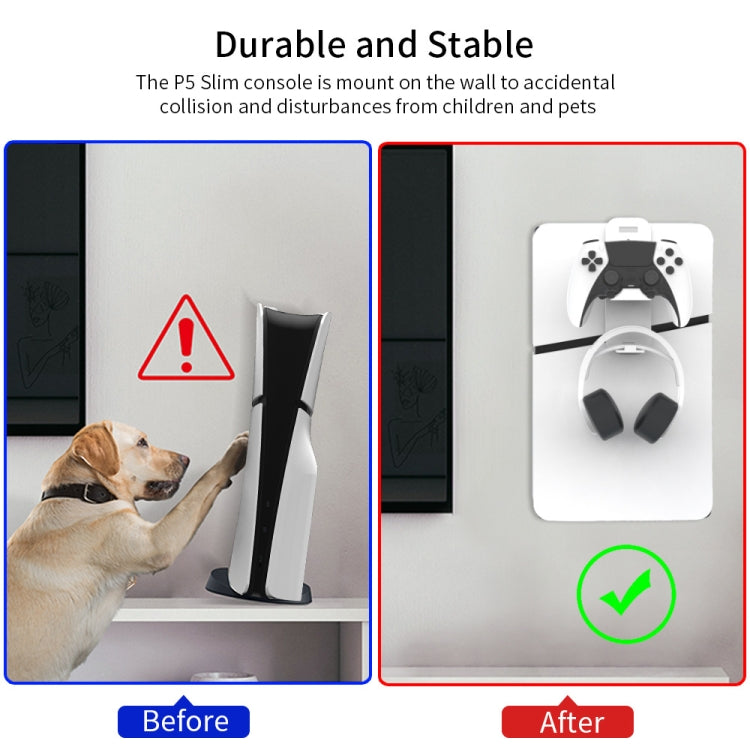 For PS5 Slim JYS-P5193 Console Wall Mount Hanging Storage Rack With Headphone Grip Organizer