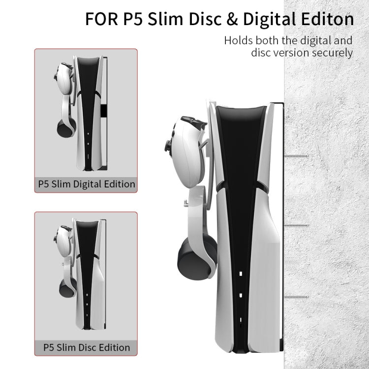 For PS5 Slim JYS-P5193 Console Wall Mount Hanging Storage Rack With Headphone Grip Organizer