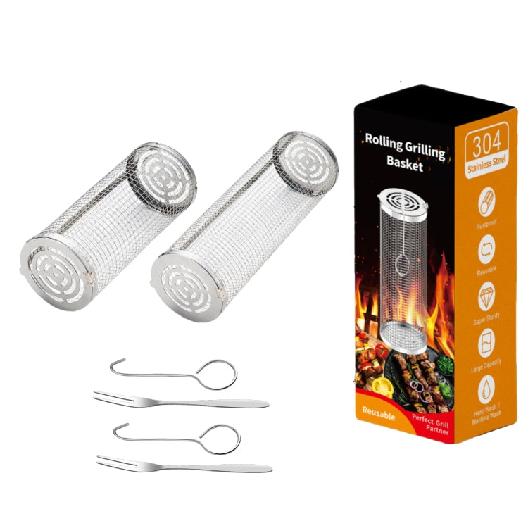 Upgrade Flip-Top Lid BBQ Cage Stainless Steel Rolling Grilling Basket