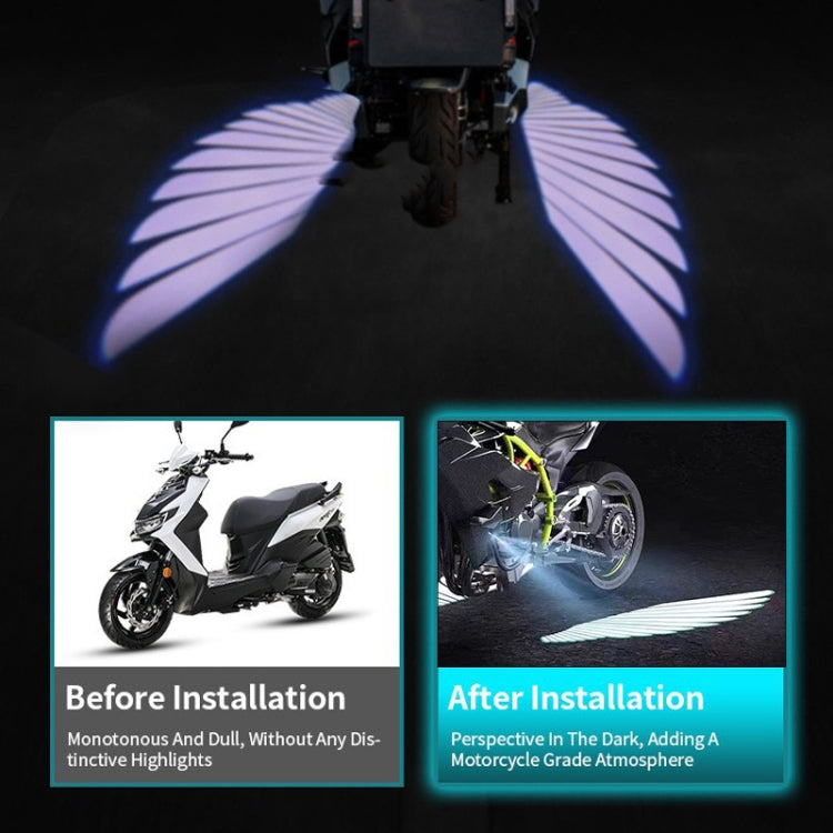 1pair Motorcycle Angel Wings Welcome Light LED Chassis Modified Wings Projector Light