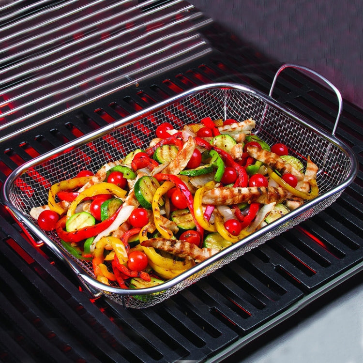 Stainless Steel Square BBQ Basket Heightened Handle Anti-scalding Grill Basket