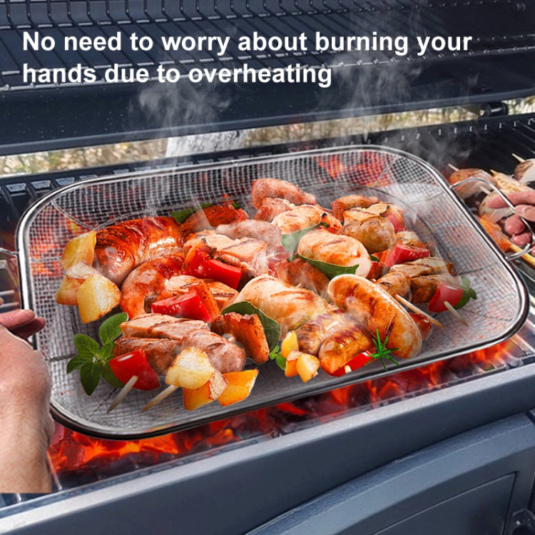 Stainless Steel Square BBQ Basket Heightened Handle Anti-scalding Grill Basket