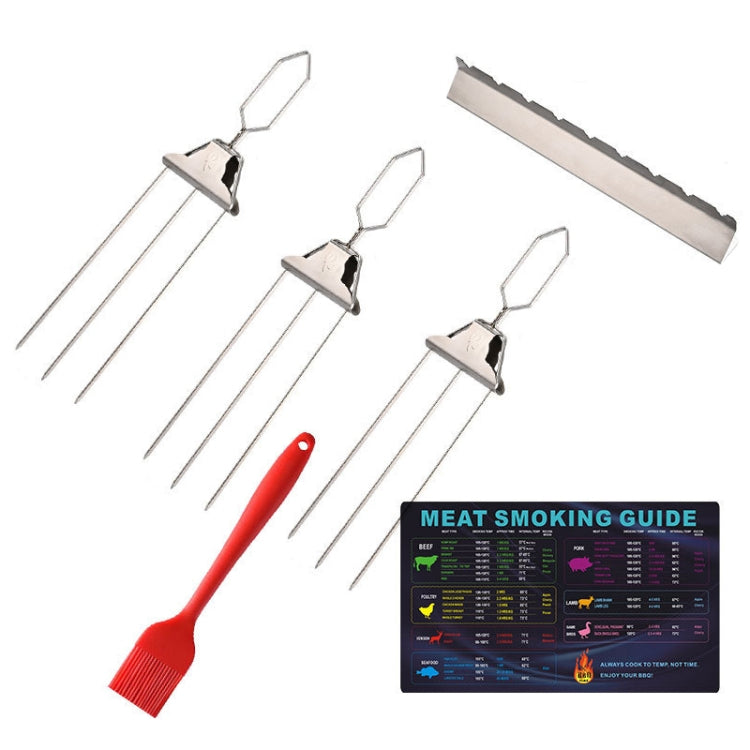 Stainless Steel BBQ Skewers Semi-Automatic Barbecue Fork