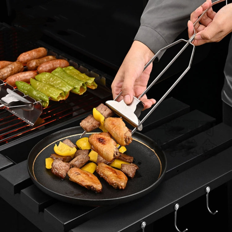Stainless Steel BBQ Skewers Semi-Automatic Barbecue Fork