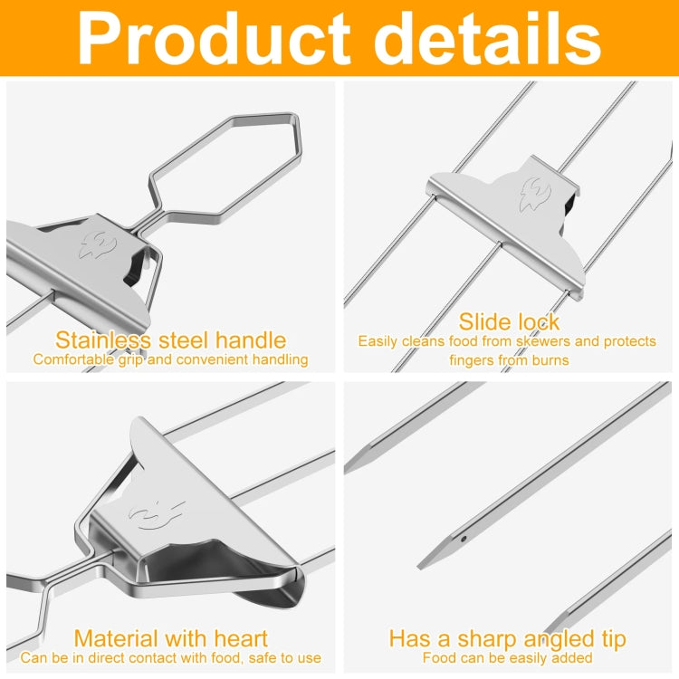 Stainless Steel BBQ Skewers Semi-Automatic Barbecue Fork