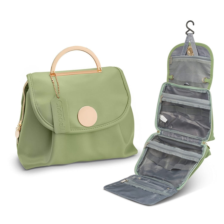 Leather Waterproof Toiletry Bag Cosmetic Bag with Hook Travel Toiletries Storage Bag