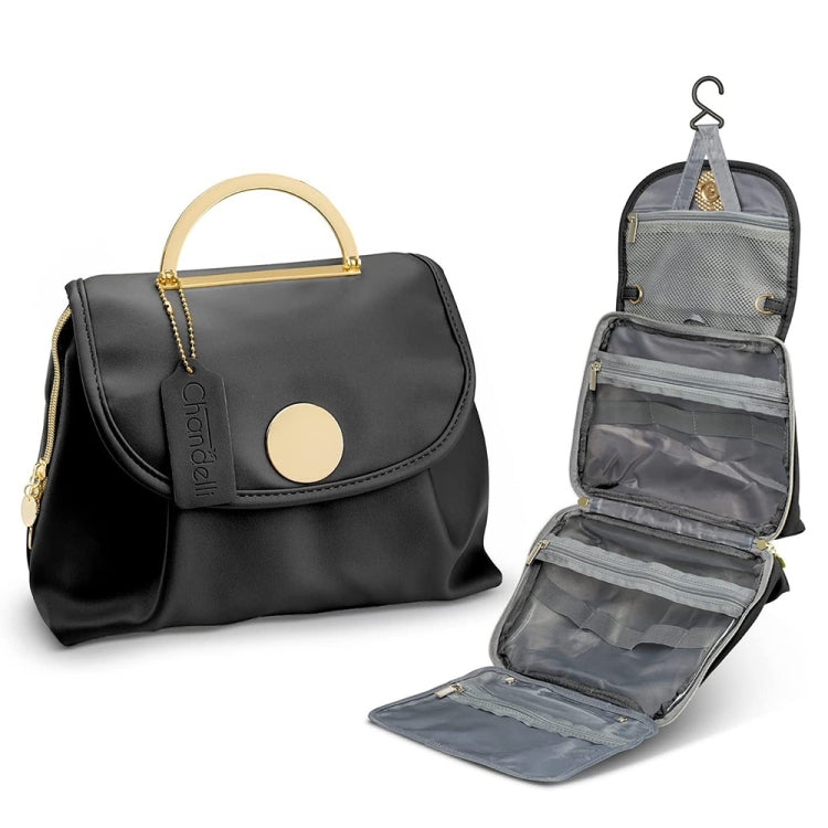 Leather Waterproof Toiletry Bag Cosmetic Bag with Hook Travel Toiletries Storage Bag