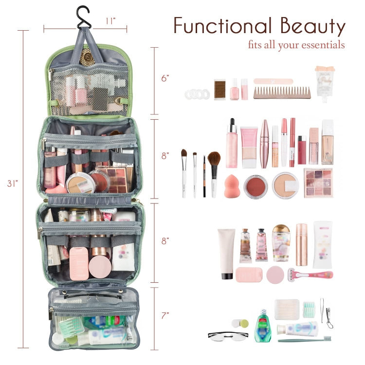 Leather Waterproof Toiletry Bag Cosmetic Bag with Hook Travel Toiletries Storage Bag