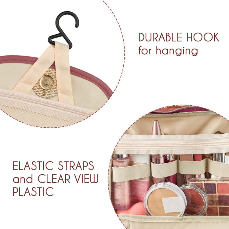 Leather Waterproof Toiletry Bag Cosmetic Bag with Hook Travel Toiletries Storage Bag