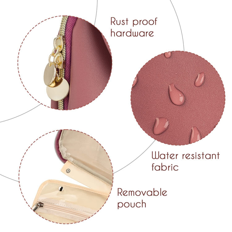 Leather Waterproof Toiletry Bag Cosmetic Bag with Hook Travel Toiletries Storage Bag