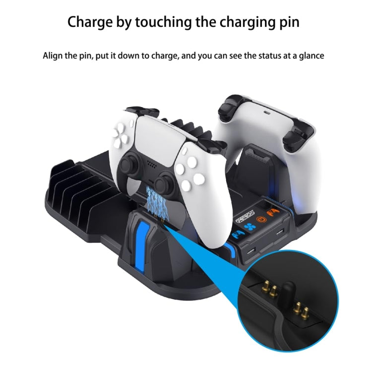 For Sony PS5 Slim PGTECH GP-521 Handle Charging Base Host Cooling Rack With Disc Rack