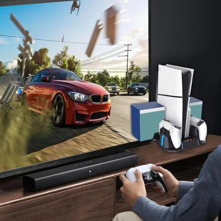 For Sony PS5 Slim PGTECH GP-521 Handle Charging Base Host Cooling Rack With Disc Rack