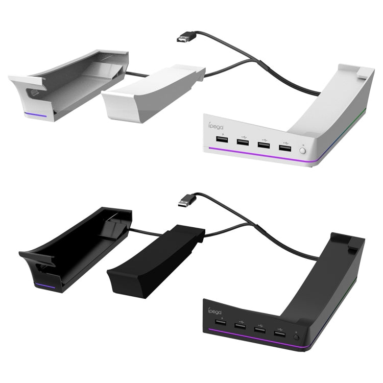 For Sony PS5 Slim IPEGA PG-P5S021 RGB Light Host Horizontal Stand With 4 USB HUBs
