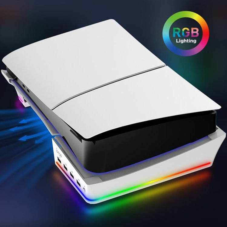 For Sony PS5 Slim IPEGA PG-P5S021 RGB Light Host Horizontal Stand With 4 USB HUBs