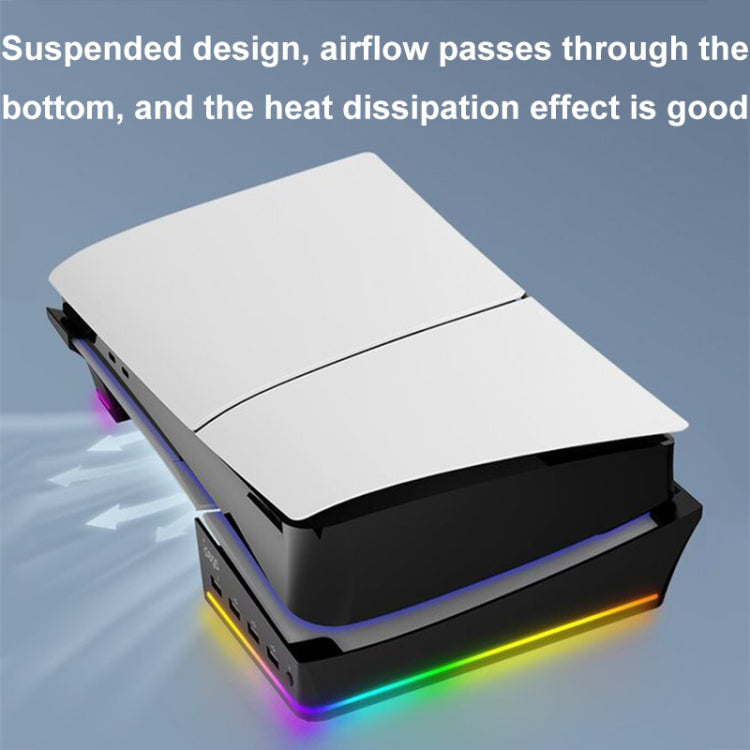 For Sony PS5 Slim IPEGA PG-P5S021 RGB Light Host Horizontal Stand With 4 USB HUBs