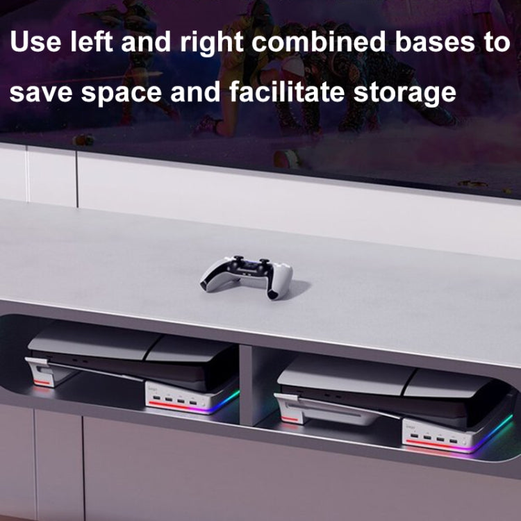 For Sony PS5 Slim IPEGA PG-P5S021 RGB Light Host Horizontal Stand With 4 USB HUBs