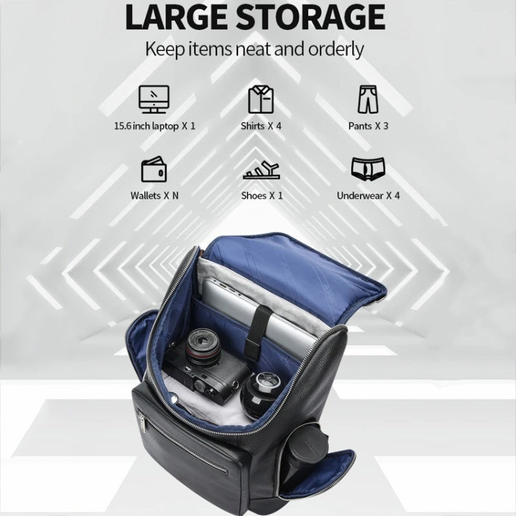 Bopai 61-122431 Large-capacity First-layer Cowhide Business Waterproof Laptop Backpack