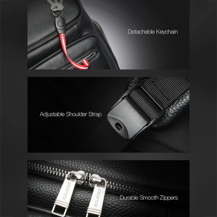 Bopai 61-122431 Large-capacity First-layer Cowhide Business Waterproof Laptop Backpack