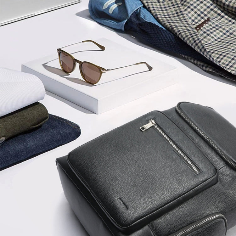 Bopai 61-122431 Large-capacity First-layer Cowhide Business Waterproof Laptop Backpack