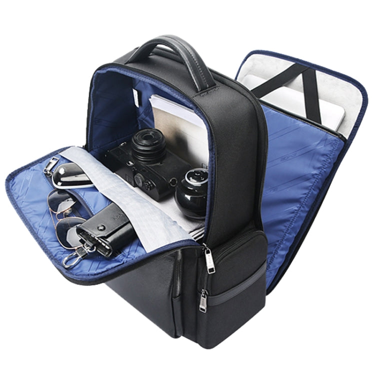 Bopai 61-125031 Large-capacity First-layer Cowhide Business Laptop Backpack With USB+Type-C Port