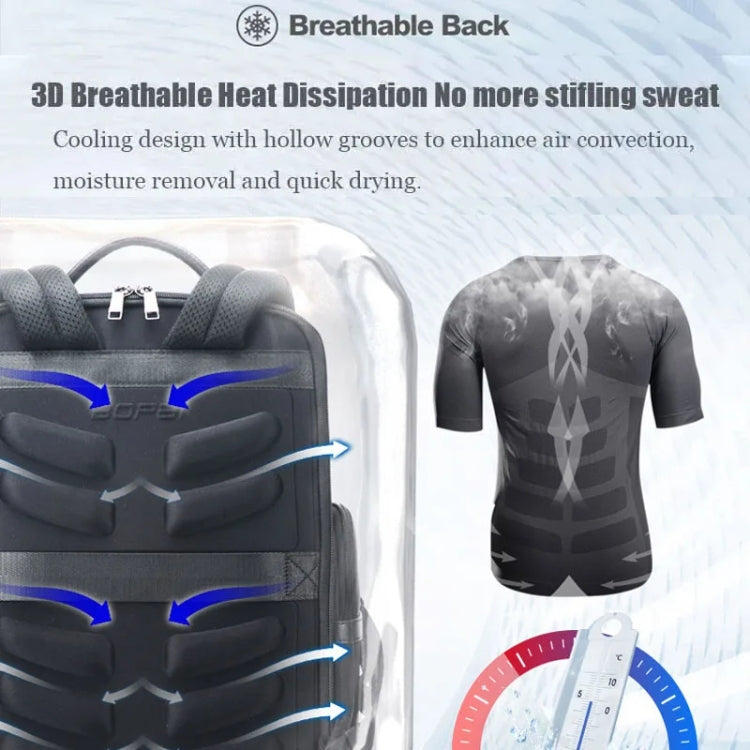 Bopai 61-125031 Large-capacity First-layer Cowhide Business Laptop Backpack With USB+Type-C Port