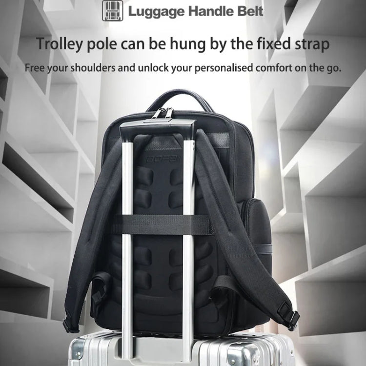 Bopai 61-125031 Large-capacity First-layer Cowhide Business Laptop Backpack With USB+Type-C Port