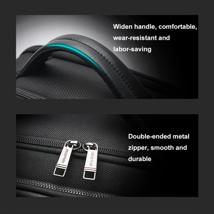 Bopai 61-125031 Large-capacity First-layer Cowhide Business Laptop Backpack With USB+Type-C Port