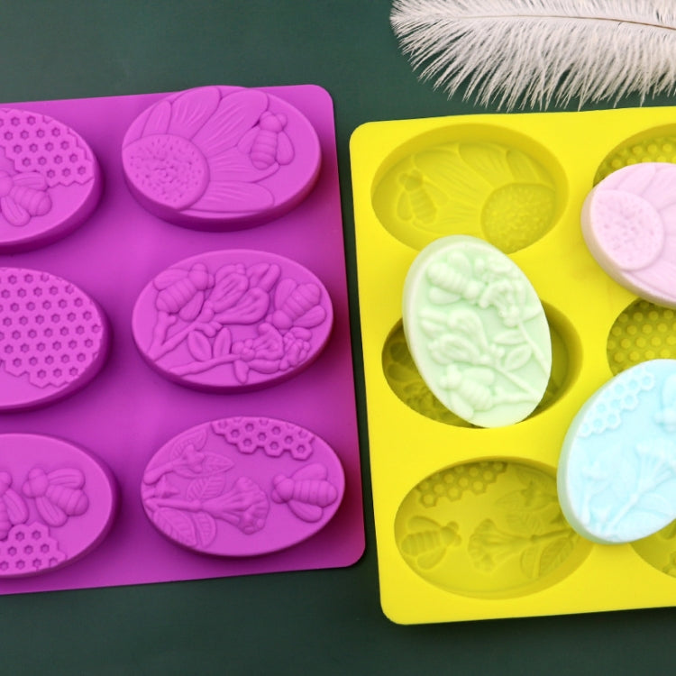 6 Grids Oarbone Bee Silicone Cake Mold Handmade Soap Pudding Mold