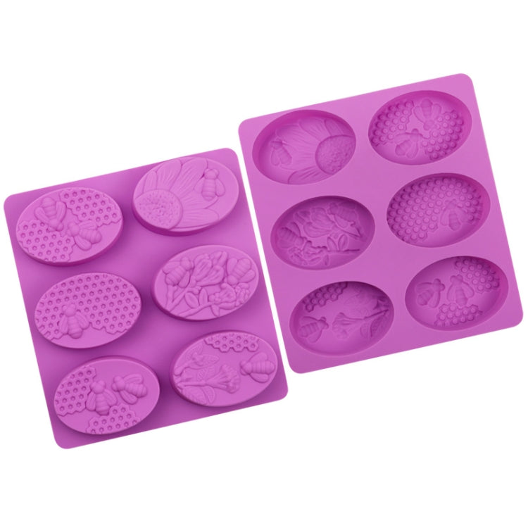 6 Grids Oarbone Bee Silicone Cake Mold Handmade Soap Pudding Mold