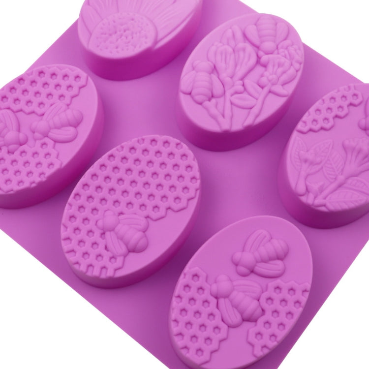 6 Grids Oarbone Bee Silicone Cake Mold Handmade Soap Pudding Mold