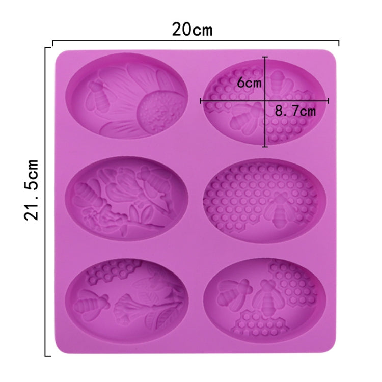 6 Grids Oarbone Bee Silicone Cake Mold Handmade Soap Pudding Mold