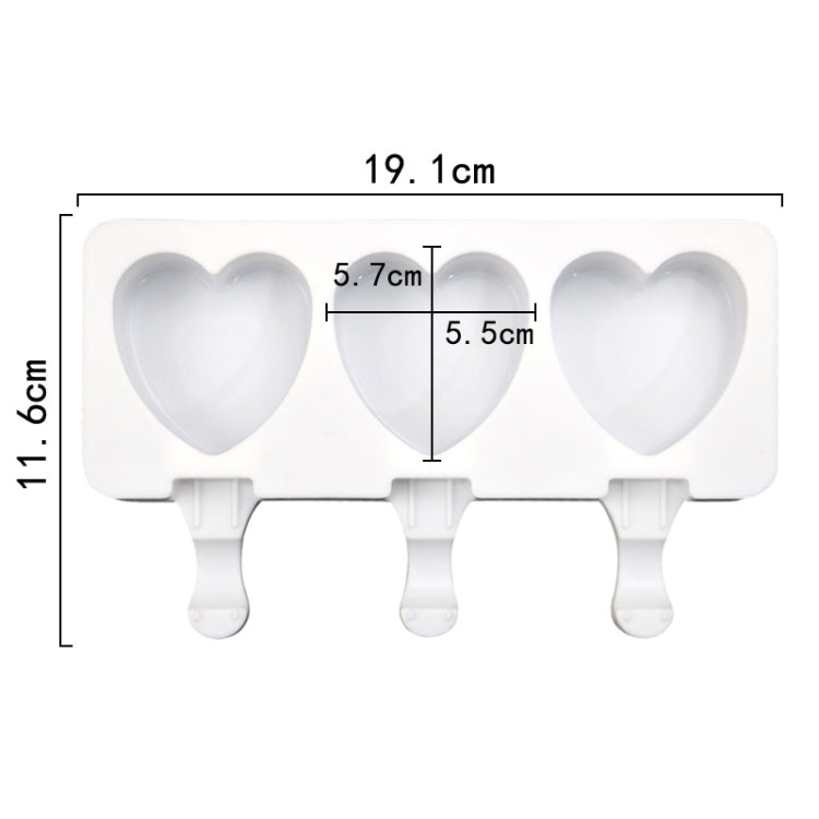 3 Grids Heart Shape Ice Cream Model DIY Pudding Mold Without Stick