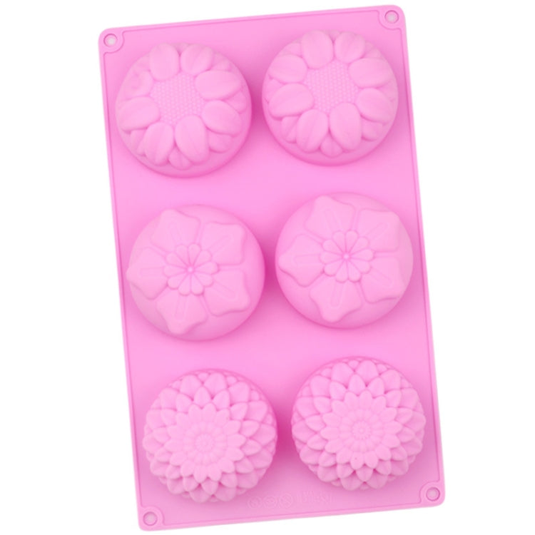 6 Grids 3 Groups Flower Shape Silicone Cake Mold Baking DIY Handmade Soap Model Sunflower Moon Cake Mold