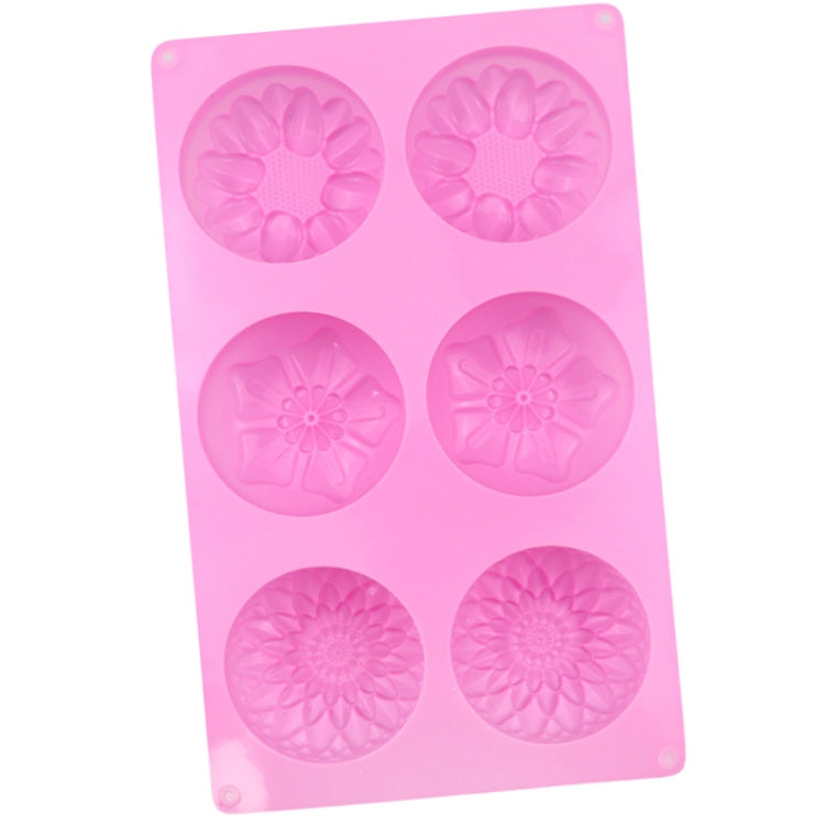 6 Grids 3 Groups Flower Shape Silicone Cake Mold Baking DIY Handmade Soap Model Sunflower Moon Cake Mold
