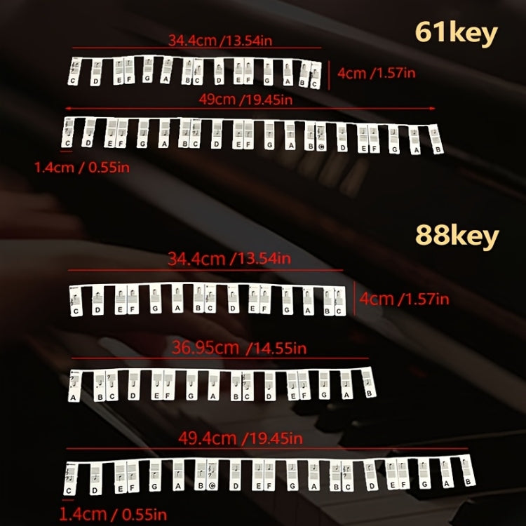 Silicone Piano Notes Guide Removable Piano Keyboard
