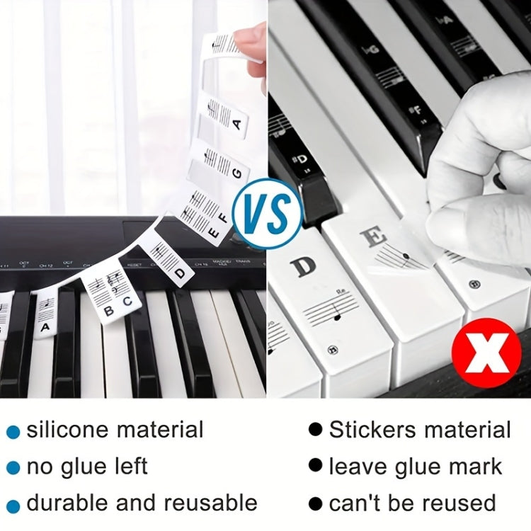 Silicone Piano Notes Guide Removable Piano Keyboard