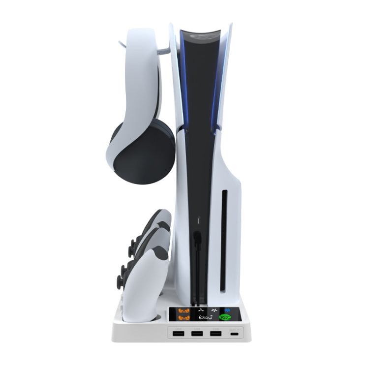 For PS5 Slim iplay HA-8006 Console Multifunctional Cooling Dock Handle Dual Charging Stand Handle Headphone Organizer