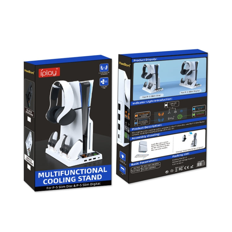 For PS5 Slim iplay HA-8006 Console Multifunctional Cooling Dock Handle Dual Charging Stand Handle Headphone Organizer