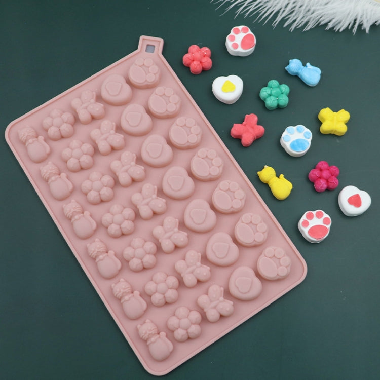 34 Grids Cats Butterfly Flower Silicone Mould DIY Cookie And Candy Decoration Molds