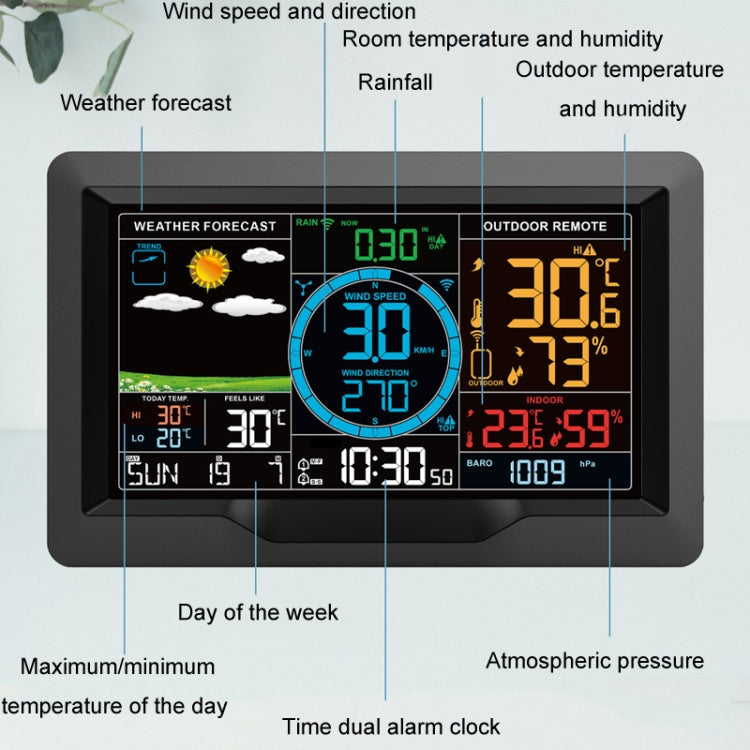 Wireless Weather Station Wind Speed Rain And Wind Direction Detection Weather Forecast Clock