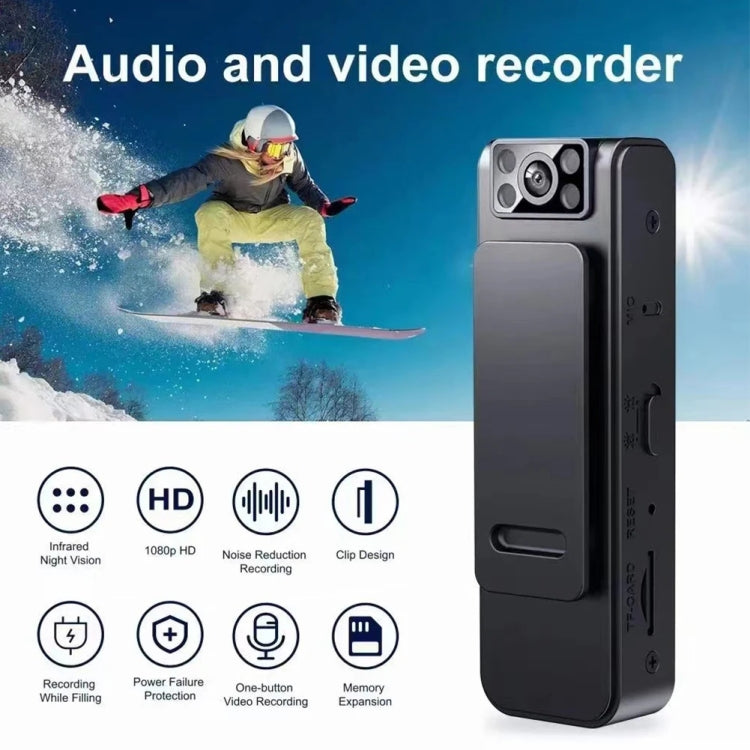 1080P Video Recorder 130 Degree Wide Angle Lens Camera With Back Clip Infrared Night Vision