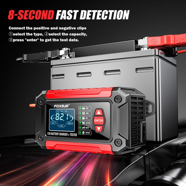 FOXSUR Cars Motorcycles 12V Lithium Cattery Charger With Battery Detection