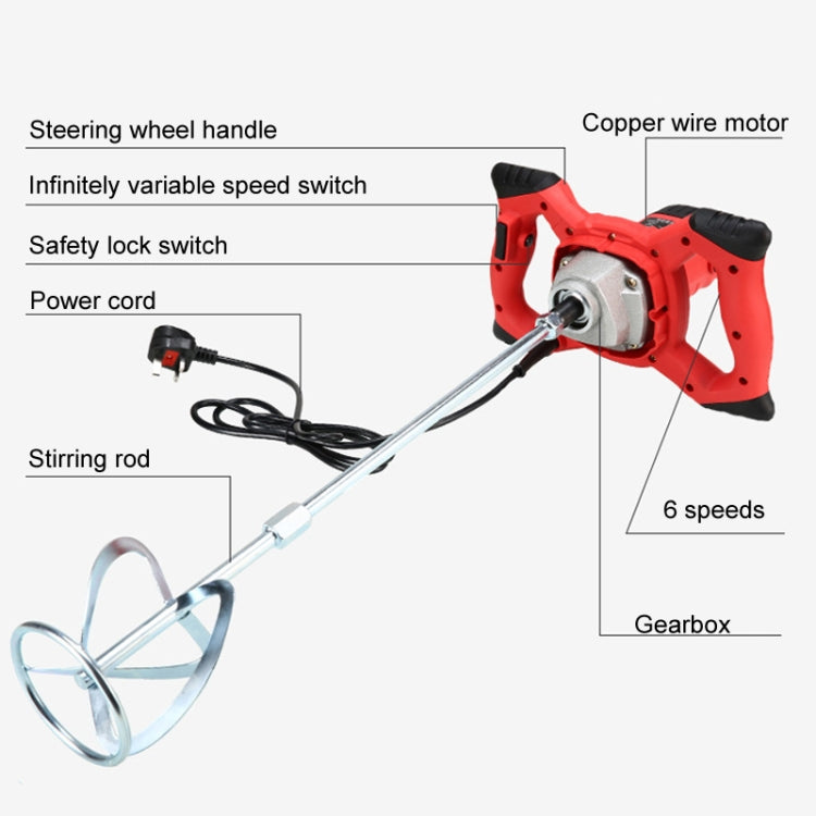 AOTUO 220V High Power Industrial Grade Electrical Mixer Handheld Concrete Paint Mixer