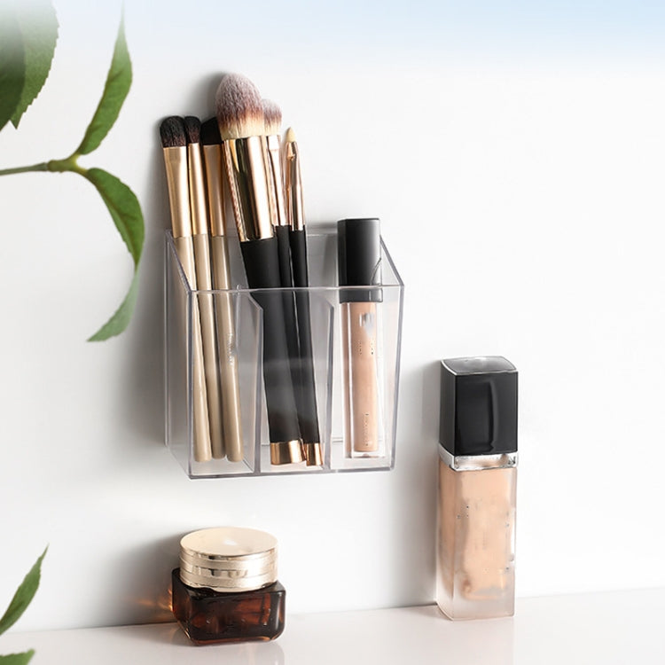 3-Compartment Clear Plastic Organizers Wall-Mounted Cosmetic Storage Box