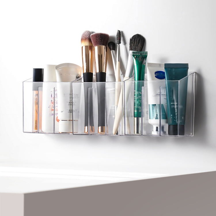 3-Compartment Clear Plastic Organizers Wall-Mounted Cosmetic Storage Box