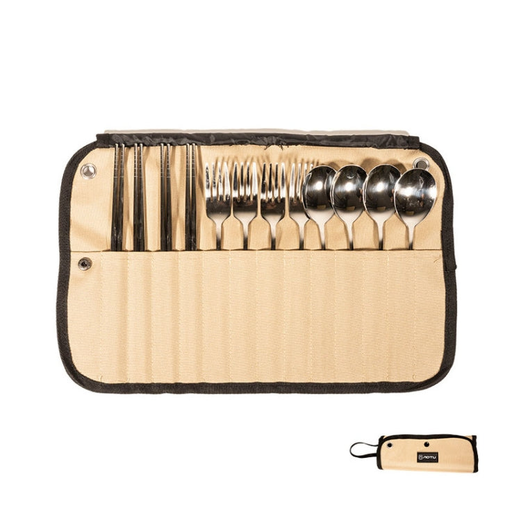 AOTU AT6471 12pcs /Set Outdoor 304 Stainless Steel Camping Cutlery Set With Storage Bag